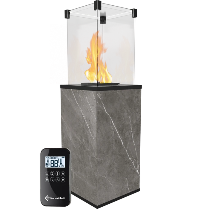 Газовый уличный обогреватель Kratki PATIO/MINI/G31/37MBAR/Q/N/P/G - NATURALI PIETRA GREY с пультом ДУ