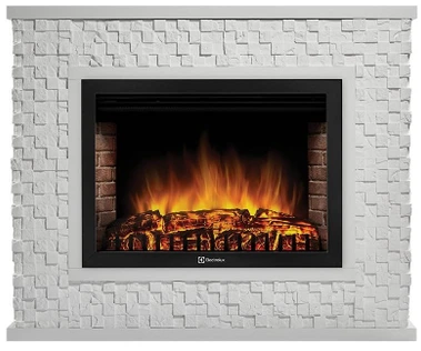 Электрокамин Electrolux EFP/P-3020LS с порталом Firelight Quadro 30 песчаник античный белый/белая эмаль