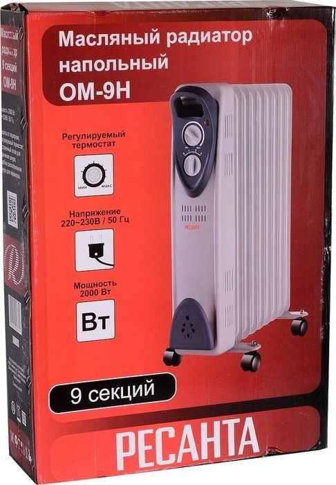 Масляный радиатор Ресанта ОМ- 9Н (2 кВт) фото#8