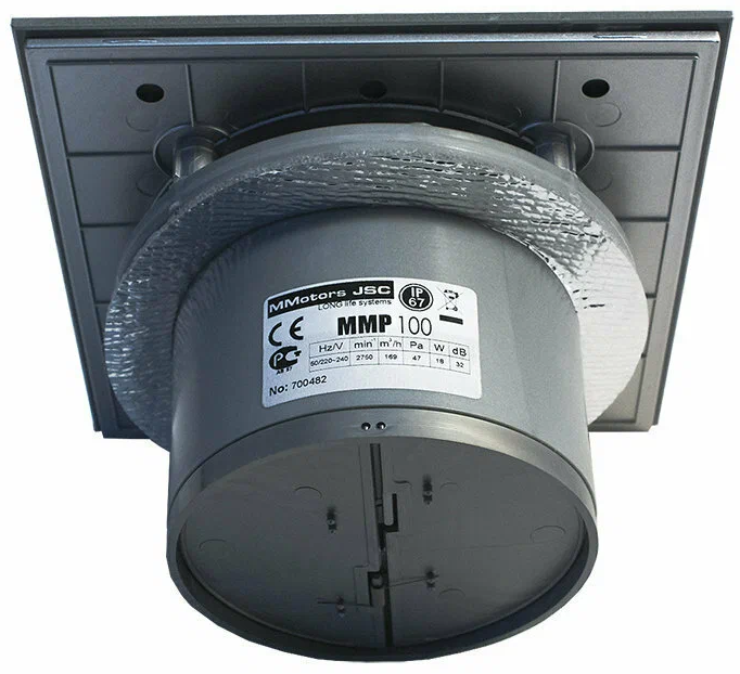 Вытяжка для ванной Mmotors ММ-Р 06 стекло прямое 105 м3/ч 14 Вт обратный клапан/темно серый с каплями фото#5