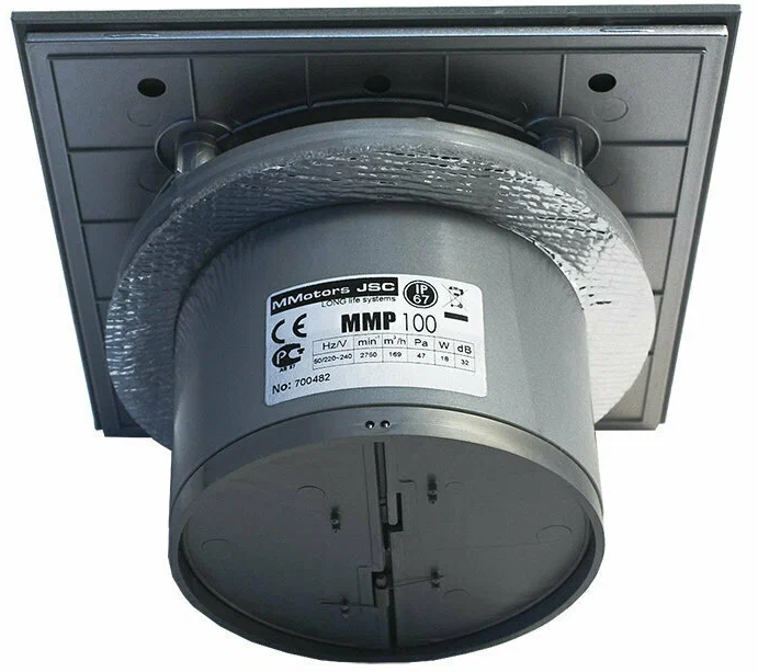 Вытяжка для ванной Mmotors ММ-Р 06 UE стекло квадрат 100 м3/ч 5,5 Вт обратный клапан/темно серый фото#3