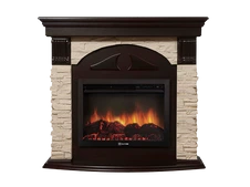Электрокамин Electrolux EFP/P-2520LS с порталом Firelight Torre 25U (угловой) камень белый, шпон темный дуб