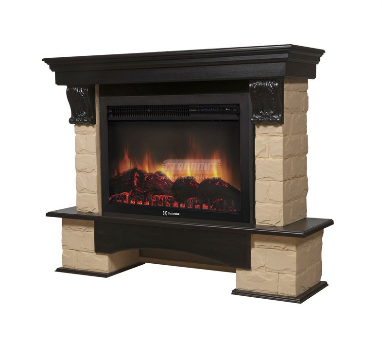 Электрокамин Electrolux EFP/P-3020LS с порталом Firelight Forte 30S камень бежевый, венге фото#2