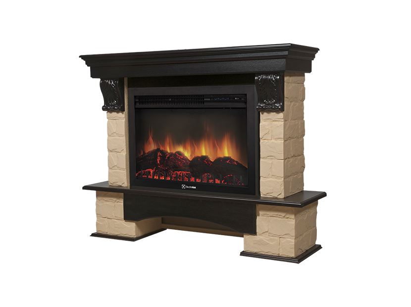 Электрокамин Electrolux EFP/P-3020LS с порталом Firelight Forte 30S камень бежевый, темный дуб