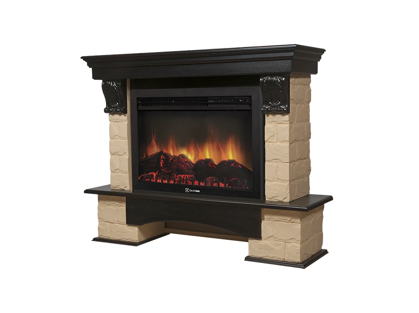 Электрокамин Electrolux EFP/P-3020LS с порталом Firelight Forte 30S камень бежевый, темный дуб