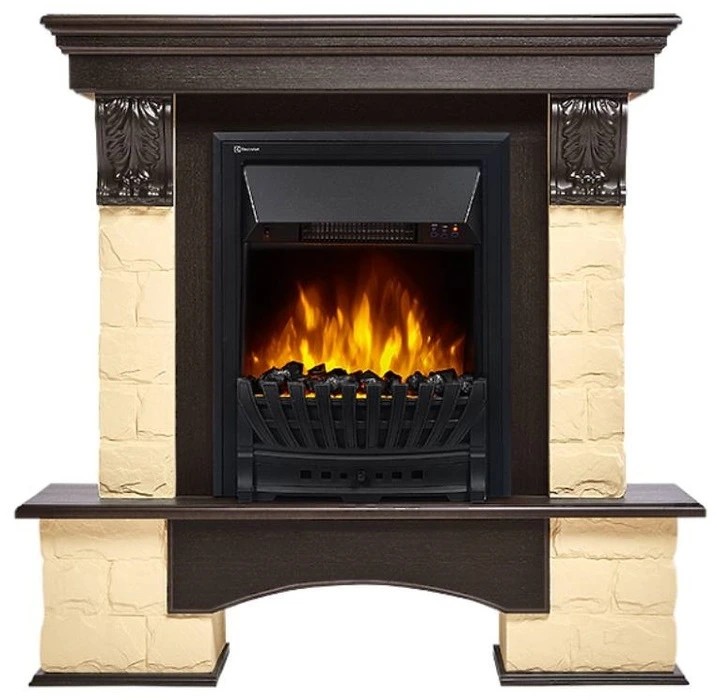 Электрокамин Electrolux EFP/P-1020LS с порталом Firelight Forte Classic камень бежевый, венге