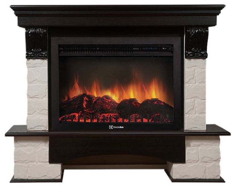 Электрокамин Electrolux EFP/P-3020LS с порталом Firelight Forte 30S камень белый, темный дуб