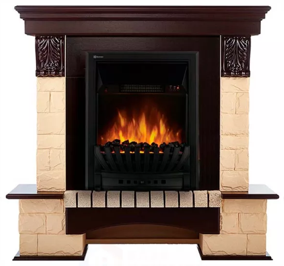 Электрокамин Electrolux EFP/P-1020LS с порталом Firelight Forte Classic камень бежевый, темный дуб