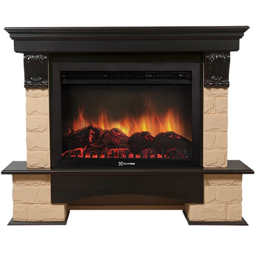Электрокамин Electrolux EFP/P-3020LS с порталом Firelight Forte 30 U камень бежевый, темный дуб