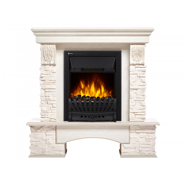 Электрокамин Electrolux EFP/P-1020LS с порталом Firelight Pietra Classic камень белый, белёный дуб