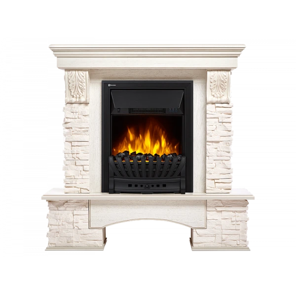 Электрокамин Electrolux EFP/P-1020LS с порталом Firelight Pietra Classic камень белый, белёный дуб