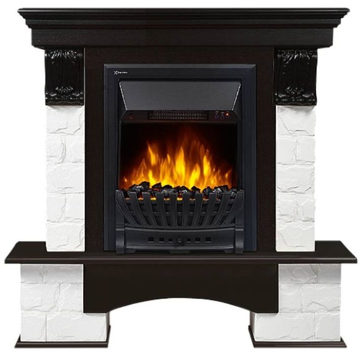Электрокамин Electrolux EFP/P-1020LS с порталом Firelight Forte Classic камень белый, темный дуб