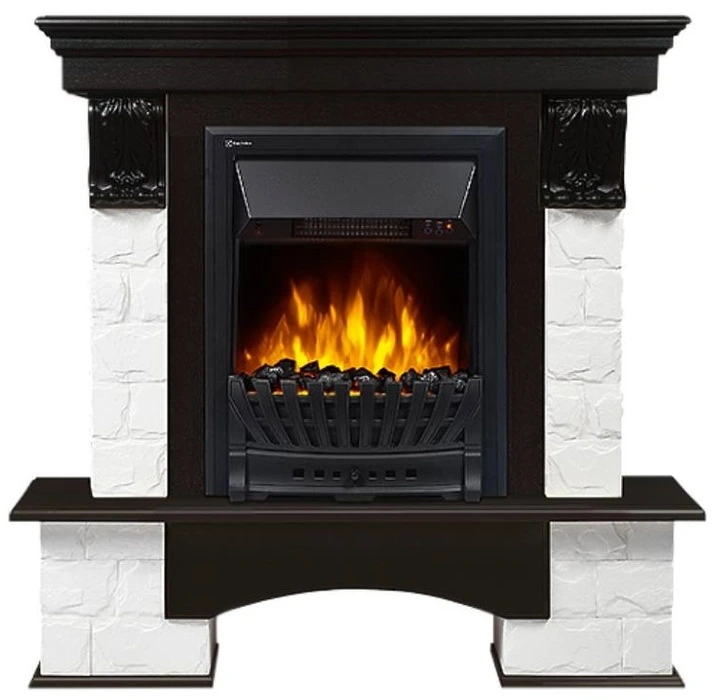 Электрокамин Electrolux EFP/P-1020LS с порталом Firelight Forte Classic камень белый, темный дуб