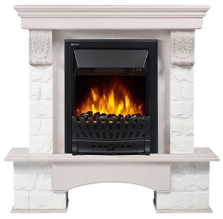 Электрокамин Electrolux EFP/P-1020LS с порталом Firelight Forte Classic камень белый, беленый дуб