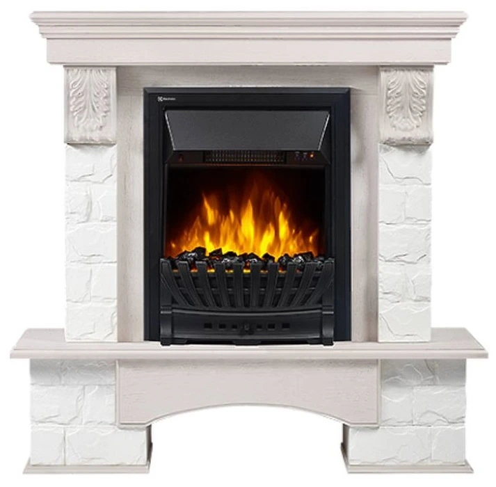Электрокамин Electrolux EFP/P-1020LS с порталом Firelight Forte Classic камень белый, беленый дуб