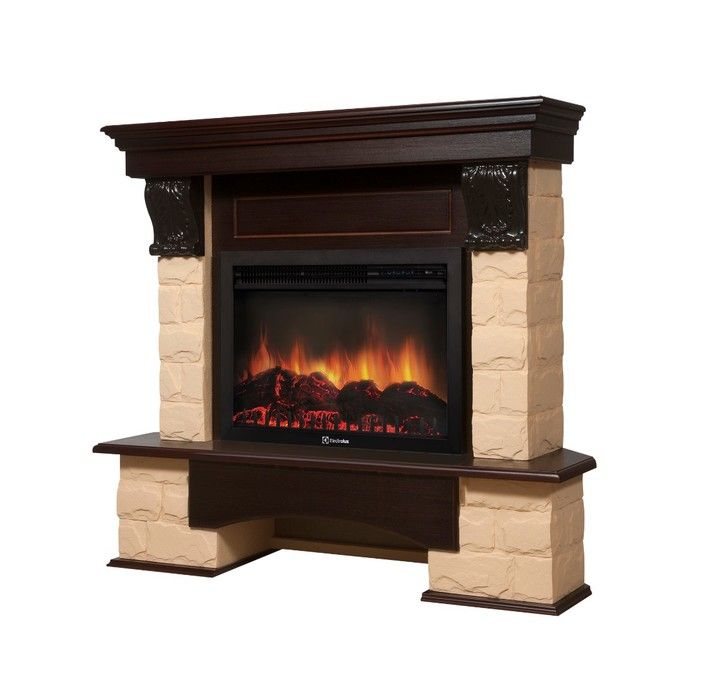 Электрокамин Electrolux EFP/P-3020LS с порталом Firelight Forte 30 U камень бежевый, темный дуб фото#2