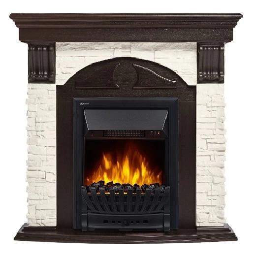 Электрокамин Electrolux EFP/P-1020LS с порталом Firelight Torre Classic камень белый, венге