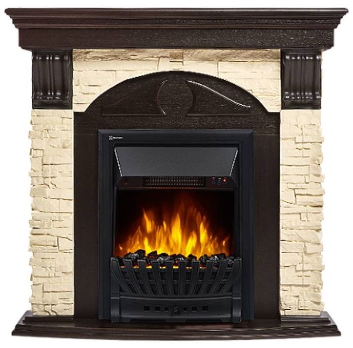 Электрокамин Electrolux EFP/P-1020LS с порталом Firelight Torre Classic камень слоновая кость, венге