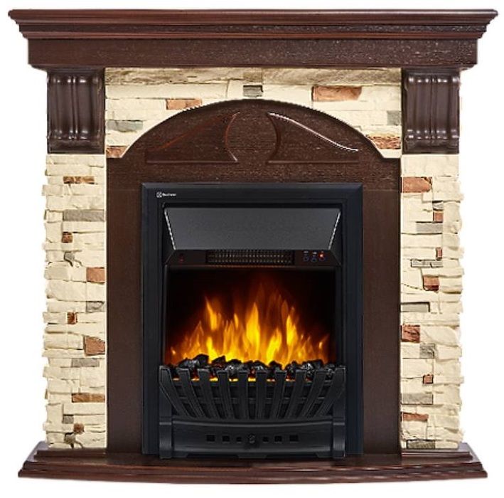 Электрокамин Electrolux EFP/P-1020LS с порталом Firelight Torre Classic камень сланец натуральный, темный дуб