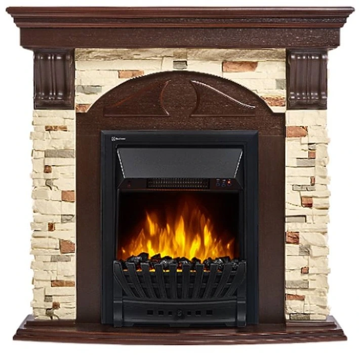 Электрокамин Electrolux EFP/P-1020LS с порталом Firelight Torre Classic камень сланец натуральный, темный дуб