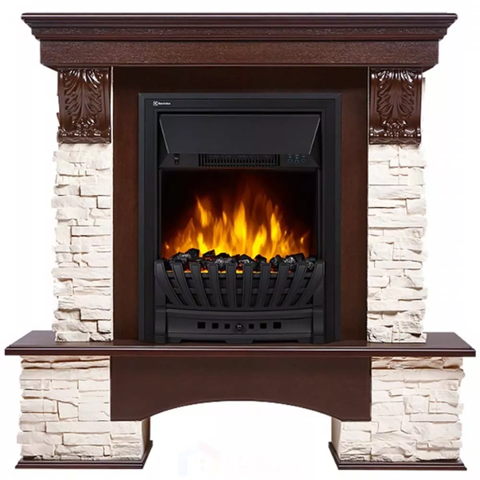Электрокамин Electrolux EFP/P-1020LS с порталом Firelight Pietra Classic камень белый, темный дуб