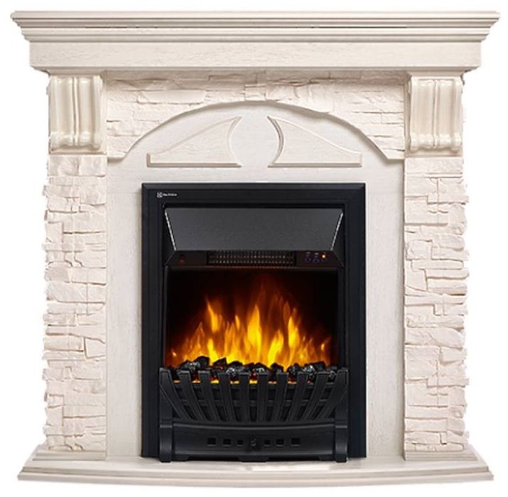 Электрокамин Electrolux EFP/P-1020LS с порталом Firelight Torre Classic камень белый, беленый дуб