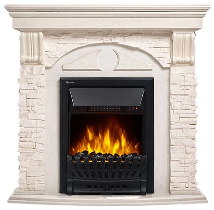 Электрокамин Electrolux EFP/P-1020LS с порталом Firelight Torre Classic камень белый, беленый дуб