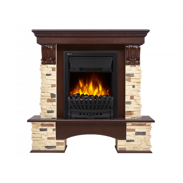 Электрокамин Electrolux EFP/P-1020LS с порталом Firelight Pietra Classic камень сланец натуральный, темный дуб