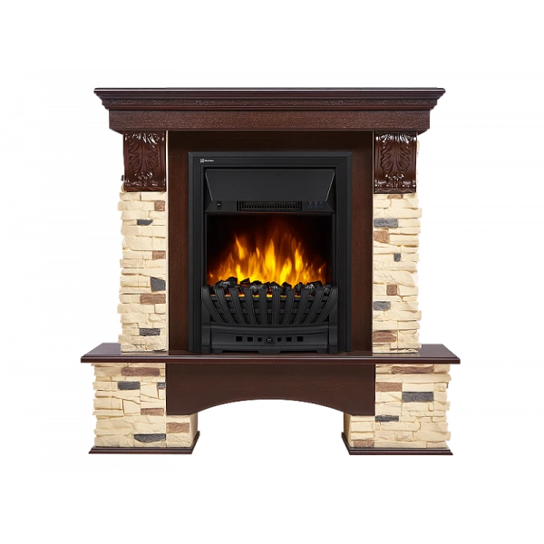 Электрокамин Electrolux EFP/P-1020LS с порталом Firelight Pietra Classic камень сланец натуральный, темный дуб