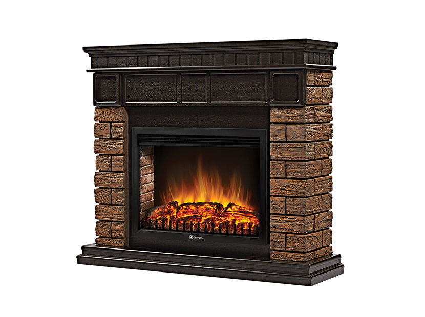 Электрокамин Electrolux EFP/P-3320RLS с порталом Firelight Bricks WOOD 30 камень темный, шпон венге фото#2