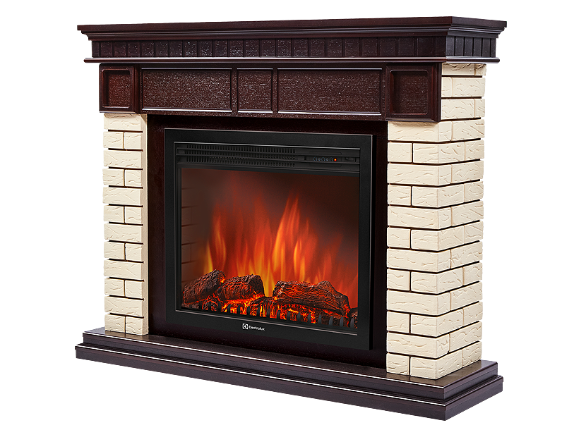 Электрокамин Electrolux EFP/P-3320RLS с порталом Firelight Bricks 30 кирпич бежевый/тёмный дуб фото#2