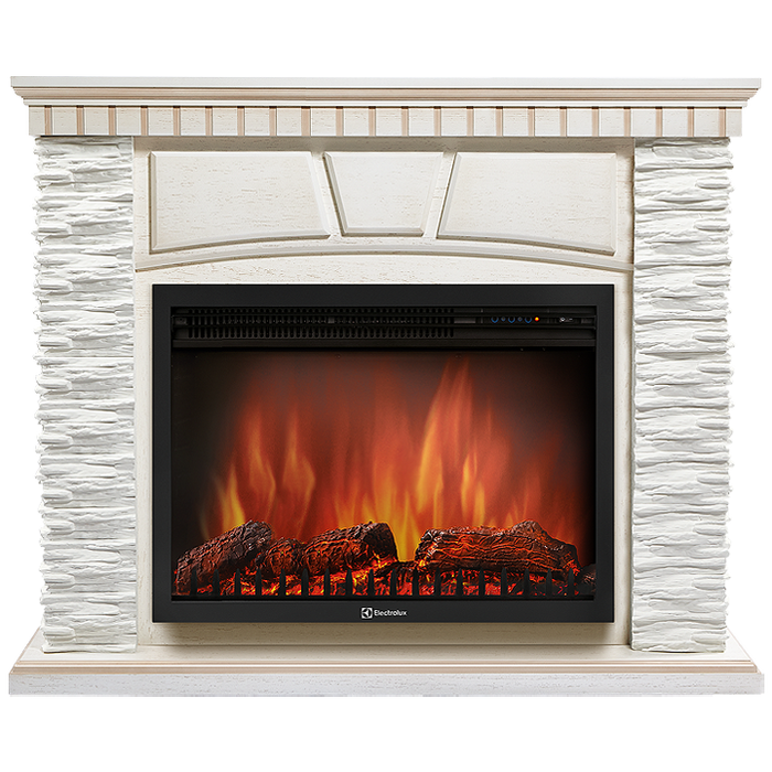 Электрокамин Electrolux EFP/P-2720RLS с порталом Firelight Porto 25 сланец белый/белёный дуб