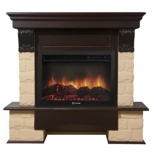 Электрокамин Electrolux EFP/P-3320RLS с порталом Firelight Forte 30S камень бежевый, темный дуб