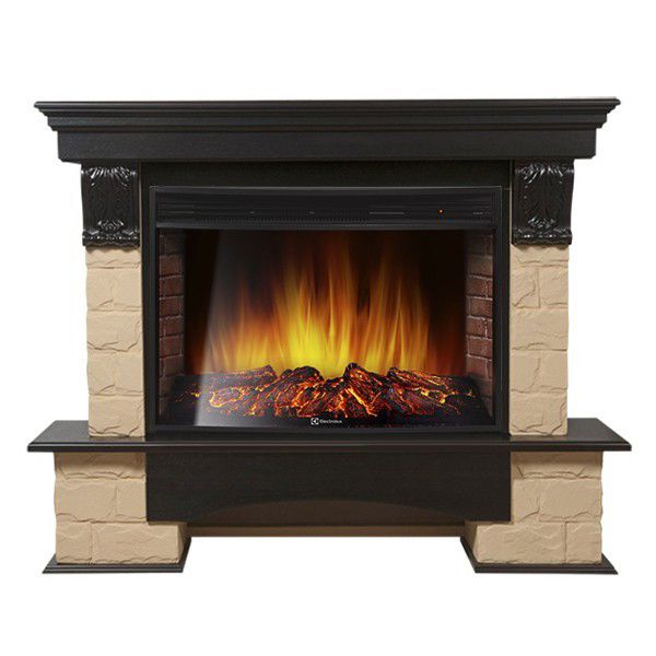 Электрокамин Electrolux EFP/P-3320RLS с порталом Firelight Forte 30 U камень бежевый, темный дуб