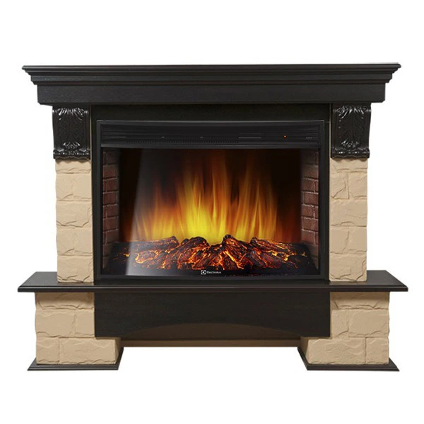 Электрокамин Electrolux EFP/P-3320RLS с порталом Firelight Forte 30 U камень бежевый, темный дуб