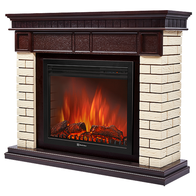 Электрокамин Electrolux EFP/P-2520LS с порталом Firelight Bricks 25 камень бежевый, темный дуб фото#2