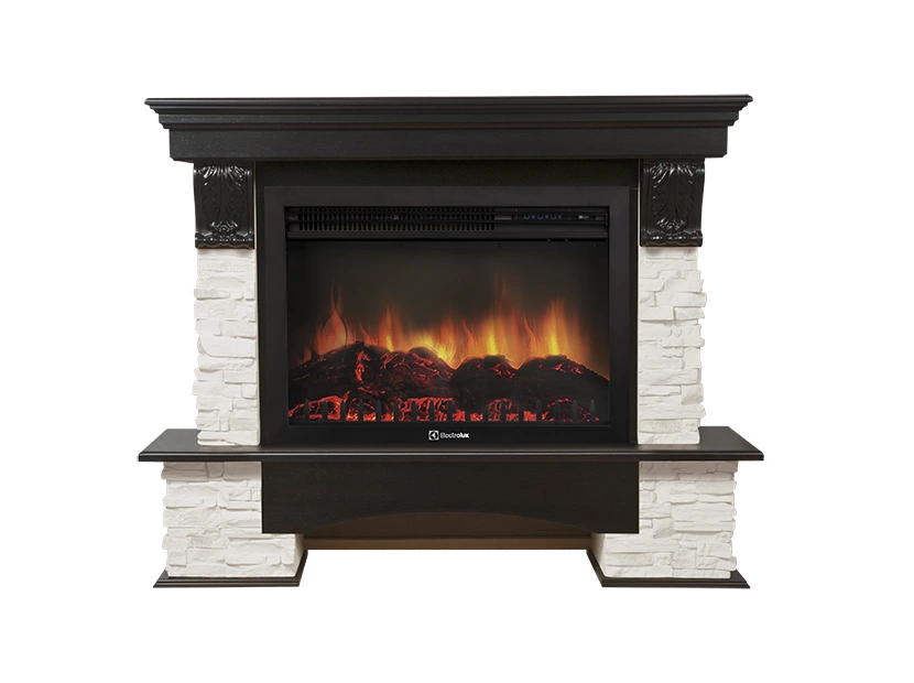 Электрокамин Electrolux EFP/P-3020LS с порталом Firelight Pietra 30S камень белый, венге