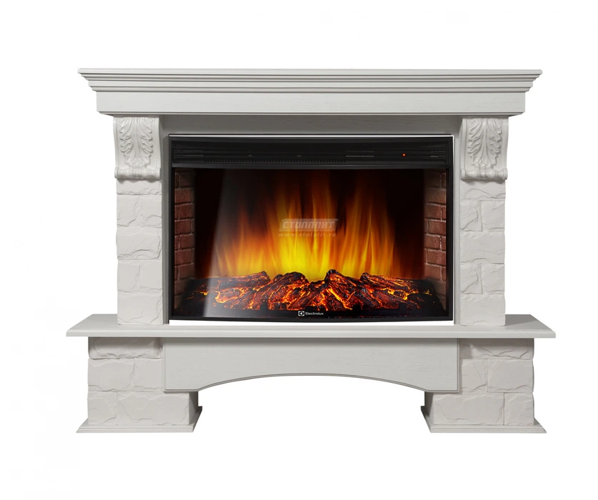 Электрокамин Electrolux EFP/P-3320RLS с порталом Firelight Forte 30S белый, беленый дуб