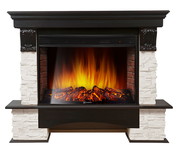 Электрокамин Electrolux EFP/P-3320RLS с порталом Firelight Pietra 30S камень белый, венге