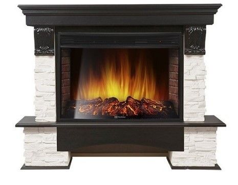 Электрокамин Electrolux EFP/P-3320RLS с порталом Firelight Pietra 30S камень белый, темный дуб