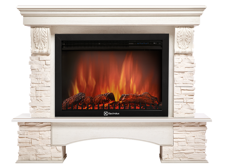 Электрокамин Electrolux EFP/P-3020LS с порталом Firelight Pietra 30S белый, белёный дуб