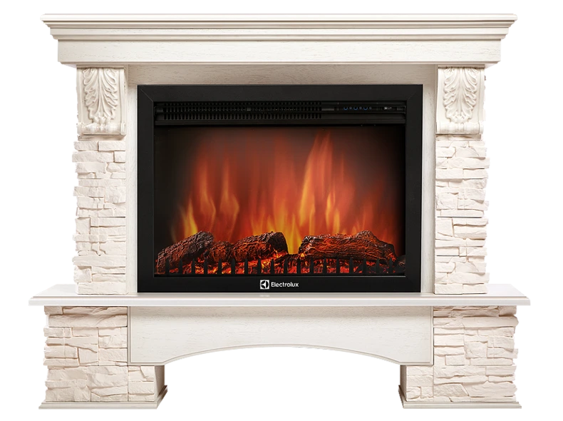 Электрокамин Electrolux EFP/P-3020LS с порталом Firelight Pietra 30S белый, белёный дуб