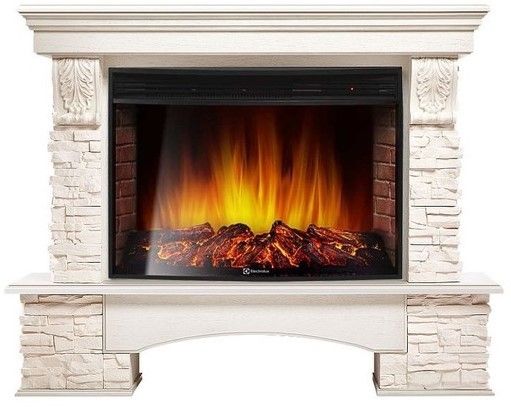 Электрокамин Electrolux EFP/P-3320RLS с порталом Firelight Pietra 30S белый, белёный дуб