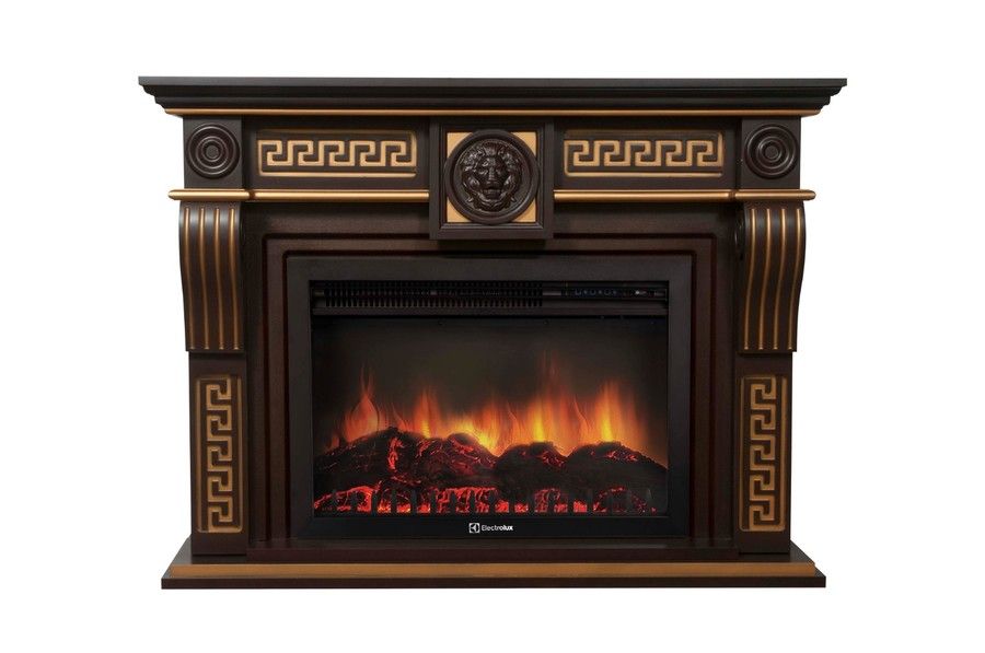 Электрокамин Electrolux EFP/P-3020LS с порталом Firelight Vittoriano 30 темный дуб с золотой патиной