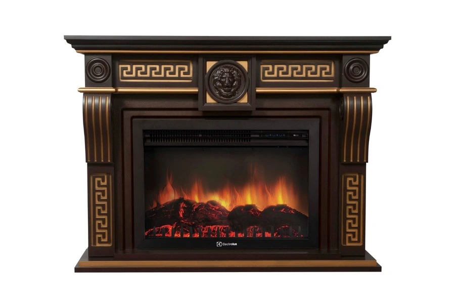 Электрокамин Electrolux EFP/P-3020LS с порталом Firelight Vittoriano 30 темный дуб с золотой патиной