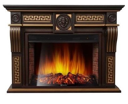Электрокамин Electrolux EFP/P-3320RLS с порталом Firelight Vittoriano 30 темный дуб с золотой патиной