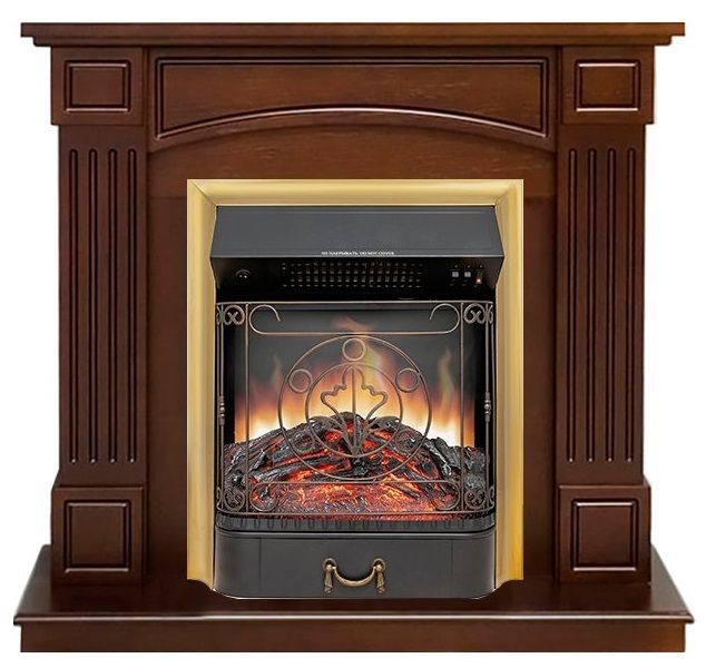 Электрокамин Royal Flame Boston Темный дуб с очагом Majestic FX Brass