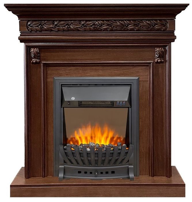 Электрокамин Royal Flame Valletta Темный дуб с очагом Aspen Black/Gold фото#2