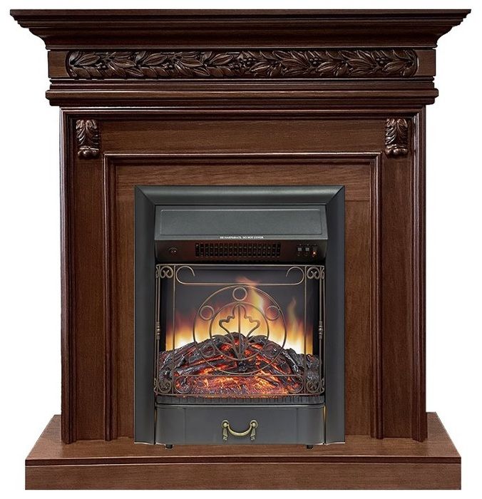Электрокамин Royal Flame Valletta Темный дуб с очагом Majestic FX Brass