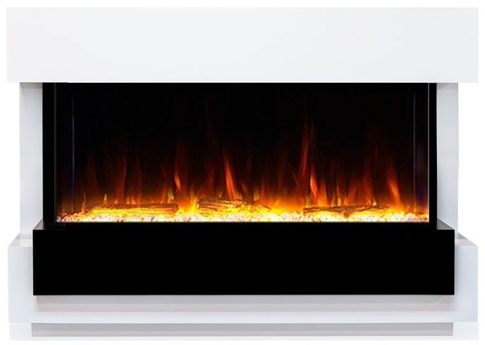 Линейный электрокамин Royal Flame Cube Белый с черным с очагом Astra 36